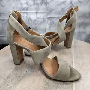 Madewell G4974 Suede Strappy Block Heel Sandals Women’s Size 9.5 Beige Leather